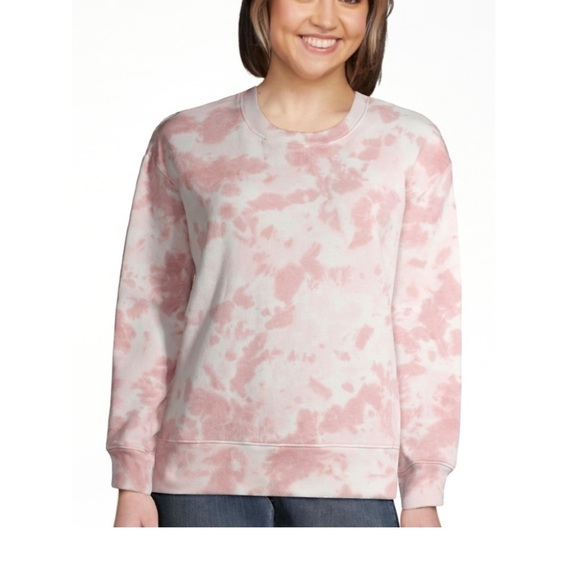 Time and Tru Pink Tie Dye Long Sleeve Crewneck Sweatshirt Small NWOT - Picture 2 of 5